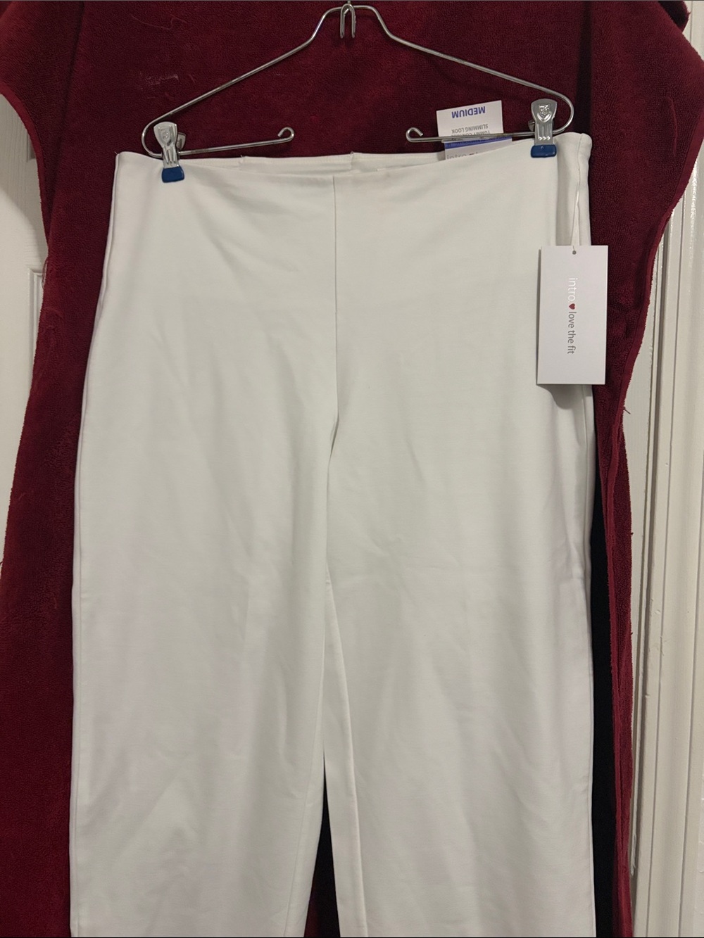 Women's White Pull-On Wide-Leg Pants